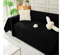 Surwin Funda de Sofá, Cubre Sofa para 1 2 3 4 Plazas, Color Sólido Mantas Cómoda, Protector Universal, para Butacas de Salon Chaise Longue (Negro,180 * 130cm)