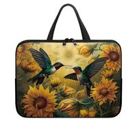 Surwin Funda Ordenador con Asa, Patrón Colibrí 3D Funda para Ordenador Portátil Impermeable Funda para Laptop con Cremallera Fundas para Portátiles Antigolpes (10 Pulgadas,Girasol Amarillo)