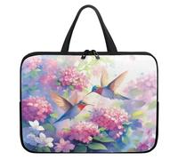 Surwin Funda Ordenador con Asa, Patrón Colibrí 3D Funda para Ordenador Portátil Impermeable Funda para Laptop con Cremallera Fundas para Portátiles Antigolpes (15 Pulgadas,Hortensia Rosa)