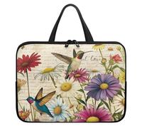 Surwin Funda Ordenador con Asa, Patrón Colibrí 3D Funda para Ordenador Portátil Impermeable Funda para Laptop con Cremallera Fundas para Portátiles Antigolpes (12 Pulgadas,Estilo Vintage)