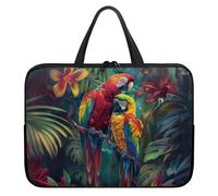 Surwin Funda Ordenador con Asa, Patrón Pájaro 3D Funda para Ordenador Portátil Impermeable Funda para Laptop con Cremallera Fundas para Portátiles (15 Pulgadas,Loro Tropical)