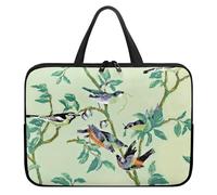 Surwin Funda Ordenador con Asa, Patrón Pájaro 3D Funda para Ordenador Portátil Impermeable Funda para Laptop con Cremallera Fundas para Portátiles (15 Pulgadas,Hoja Verde)