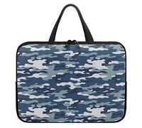 Surwin Funda para Ordenador Portátil, Patrón Camouflage Funda para Laptop Impermeable Fundas para Portátiles con Asa y Cremallera Funda Protectora Ordenador (Azul Marino,15 Pulgadas)