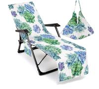 Surwin Funda para Tumbona de Playa con Bolsillos Laterales, Microfibra Funda para Toallas Ajustable para Tumbonas de Playa para Tumbonas de Jardín, Piscina, Tomar el Sol (75x210cm,Estilo de hoja 9)