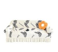 Surwin Funda Sofá 1 2 3 4 5 Plazas con Volantes Verano Funda de Sofá Ajustables Elásticas Cubre Sofa Universal Fáciles de Instalar Cubresofa para Sillón-Dibujos Animados (Hoja Negra,190-230cm)