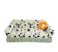 Surwin Funda Sofá 1 2 3 4 5 Plazas con Volantes Verano Funda de Sofá Ajustables Elásticas Cubre Sofa Universal Fáciles de Instalar Cubresofa para Sillón-Dibujos Animados (Panda,145-185cm)