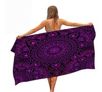 Surwin Grande Toalla de Playa de Microfibra Toalla a Mandala Impresión de Secado Rápido Natación Toalla de Arena Antiadherente para Playa, Piscina, Verano (Morado Oscuro,80x160cm)