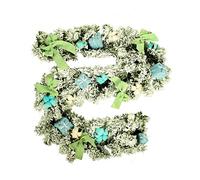 Surwin Guirnalda de Navidad Decoración con luz, 1,8 m Guirnalda De Pino Artificial Flor De Navidad con Luz para Caja Regalo Rosa Azul Jardín Corona con Luz Colgante Adornos (Azul sin luz)