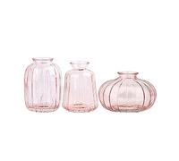 Surwin Jarrones de Cristal 3 Piezas, Jarrón de Flores de Cristal para Modernos Decoración de Mesa, Boda, Dormitorio, Estudio, Regalo para San Valentín Navidad Cumpleaños (Rosa)