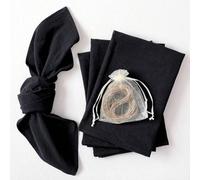 Surwin Juego de 2/6/12/24 Servilletas de Mesa 40x40cm de Lino y Algodón, Clásico Colores Lisos, Reutilizables y Lavables, Cuadradas, Suaves, para Cocina Hogar Fiesta (Negro,Juego de 24)