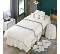 Surwin Juego de Sábanas de Masaje de 4 piezas, Protector de Cama con Agujero para la Cara Sábana Protectora Camilla Masaje y Estética de Tela Reutilizable (Square 185x70cm,Blanco)