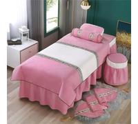 Surwin Juego de Sábanas de Masaje de 4 piezas, Protector de Cama con Agujero para la Cara Sábana Protectora Camilla Masaje y Estética de Tela Reutilizable (Square 180x60cm,rosa)