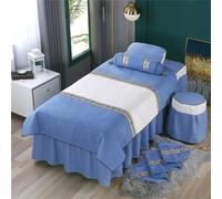 Surwin Juego de Sábanas de Masaje de 4 piezas, Protector de Cama con Agujero para la Cara Sábana Protectora Camilla Masaje y Estética de Tela Reutilizable (Square 190x70cm,azul)