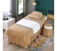 Surwin Juego de Sábanas de Masaje de 4 piezas, Protector de Cama con Agujero para la Cara Sábana Protectora Camilla Masaje y Estética de Tela Reutilizable (Square 190x80cm,camello)