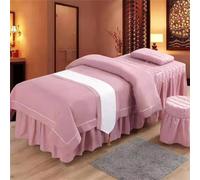 Surwin Juego de Sábanas de Masaje de 4 piezas Sábana Protectora Camilla Masaje y Estética de Tela Reutilizable, Protector de Cama con Agujero para la Cara (190x75cm,Elegante-Rosa)