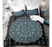 Surwin Mandala Juego de Cama 3 Piezas para Cama 90, 135 o 150cm, Microfibra 3D Juegos de Fundas para Edredón con Funda Nórdica y 2 Funda de Almohada (A,180x220cm)