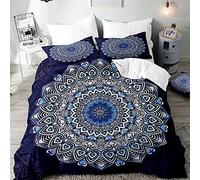 Surwin Mandala Juego de Cama 3 Piezas para Cama 90, 135 o 150cm, Microfibra 3D Juegos de Fundas para Edredón con Funda Nórdica y 2 Funda de Almohada (E,150x200cm)