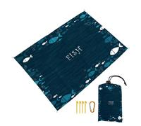 Surwin Manta Picnic Impermeable Grande, Manta Picnic Antiarena Esterilla Playa Toalla Playa Grande Manta de Playa Cómoda con 4 Clavos Fijos para Camping Praia (Azul Marino,140x150cm)