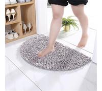 Surwin Medio Círculo Alfombra Baño Chenille Suave, Antideslizante Alfombra Lavable a Máquina, Alfombrilla Baño Shaggy, Alfombrilla Bano Secado Rapido para la Ducha, la Bañera (Gris,35x50cm)