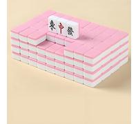 Surwin Mini Mahjong Set, Mahjong Juego de Mesa con 144 Piedras, Juego de Mahjong Tradicional Chino, Juegos Grupal Divertidos portátil para Viajes Casa Fiestas (Rosa)