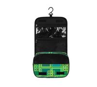 Surwin Neceser Viaje Colgante, Gran Capacidad Neceser Mujer Hombre Cuadros de Colores Bolsa de Aseo Necessaire con Gancho, Ccesorios de Viaje para Camping (Verde Azul,One Size)