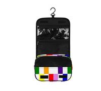 Surwin Neceser Viaje Colgante, Gran Capacidad Neceser Mujer Hombre Cuadros de Colores Bolsa de Aseo Necessaire con Gancho, Ccesorios de Viaje para Camping (Colorido,One Size)