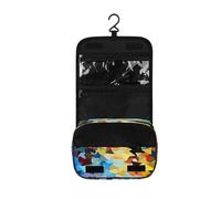 Surwin Neceser Viaje Colgante, Gran Capacidad Neceser Mujer Hombre Graffiti de Colores Bolsa de Aseo Necessaire con Gancho, Ccesorios de Viaje para Camping (A,One Size)