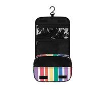 Surwin Neceser Viaje Colgante, Gran Capacidad Neceser Mujer Hombre Rayas de Colores Bolsa de Aseo Necessaire con Gancho, Ccesorios de Viaje para Camping (Arco Iris,One Size)