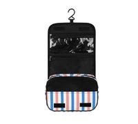 Surwin Neceser Viaje Colgante, Gran Capacidad Neceser Mujer Hombre Rayas de Colores Bolsa de Aseo Necessaire con Gancho, Ccesorios de Viaje para Camping (Azul Rosa,One Size)