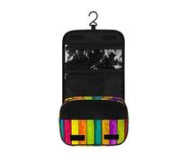 Surwin Neceser Viaje Colgante, Gran Capacidad Neceser Mujer Hombre Rayas de Colores Bolsa de Aseo Necessaire con Gancho, Ccesorios de Viaje para Camping (Colorido,One Size)