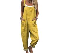 Surwin Overol de Mujer, Peto de Verano Estilo Retro con Bolsillo & Correas, Casual Pantalones Vintage de Mujer para Oficina, Hogar y Viajes (Girasol Amarillo,4x_l)