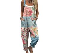 Surwin Overol de Mujer, Peto de Verano Estilo Retro con Bolsillo & Correas, Casual Pantalones Vintage de Mujer para Oficina, Hogar y Viajes (x_l,Flor 5)