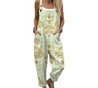 Surwin Overol de Mujer, Peto de Verano Estilo Retro con Bolsillo & Correas, Casual Pantalones Vintage de Mujer para Oficina, Hogar y Viajes (Verde claro 2,xx_l)