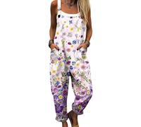 Surwin Overol de Mujer, Peto de Verano Estilo Retro con Bolsillo & Correas, Casual Pantalones Vintage de Mujer para Oficina, Hogar y Viajes (m,Flor 6)