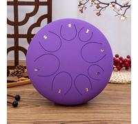 Surwin Rain Drum para Exteriores, 10” Tambor de Lengua Acero de Titanio, Tambor de Lluvia Instrumentos Musicales con Baquetas para Yoga Meditación Alivia el Estrés, C Mayor 8 Escamas (Morado)