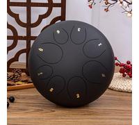 Surwin Rain Drum para Exteriores, 10” Tambor de Lengua Acero de Titanio, Tambor de Lluvia Instrumentos Musicales con Baquetas para Yoga Meditación Alivia el Estrés, C Mayor 8 Escamas (negro)