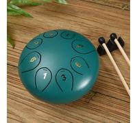 Surwin Rain Drum para Exteriores, 6” Tambor de Lengua Acero de Titanio, Tambor de Lluvia Instrumentos Musicales con Baquetas para Yoga Meditación Alivia el Estrés, C Mayor 8 Escamas (Verde)