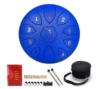 Surwin Rain Drum para Exteriores, 8” Tambor de Lengua Acero de Titanio, Tambor de Lluvia Instrumentos Musicales con Baquetas para Yoga Meditación Alivia el Estrés, F Mayor 11 Escamas (Azul)