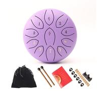 Surwin Rain Drum para Exteriores, Tambor de Lengua Acero de Titanio, Tambor de Lluvia Instrumentos Musicales con Baquetas, 6 Pulgadas y 11 Tonos Tambor de Acero para Yoga, Meditación (Púrpura lavanda)