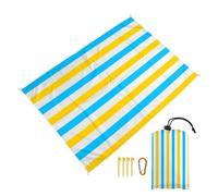 Surwin Rayas Manta Picnic Impermeable Grande, Manta Picnic Antiarena Esterilla Playa Toalla Playa Grande Cómoda con 4 Clavos Fijos para Camping Praia Viajes (Azul Claro,100x140cm)