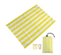 Surwin Rayas Manta Picnic Impermeable Grande, Manta Picnic Antiarena Esterilla Playa Toalla Playa Grande Cómoda con 4 Clavos Fijos para Camping Praia Viajes (Amarillo,200x210cm)