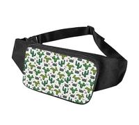 Surwin Riñoneras de Moda, Patrón Cacto Riñonera para Hombre Mujer Riñoneras de Marcha con Cremallera y Cinturón Ajustable, Multifuncional para Casual Viajes Correr Ciclismo (Flores Rosadas)