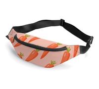 Surwin Riñoneras de Moda, Patrón Fruta 3D Riñonera Deporte Hombre Mujer Riñonera Cinturón Ajustable Multifuncional Riñoneras de Marcha con Cremallera para Correr (Zanahoria Naranja)