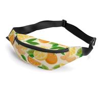 Surwin Riñoneras de Moda, Patrón Fruta 3D Riñonera Deporte Hombre Mujer Riñonera Cinturón Ajustable Multifuncional Riñoneras de Marcha con Cremallera para Correr (Mandarina)