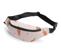 Surwin Riñoneras de Moda, Patrón Fruta 3D Riñonera Deporte Hombre Mujer Riñonera Cinturón Ajustable Multifuncional Riñoneras de Marcha con Cremallera para Correr (Zanahoria de Dibujos Animados)