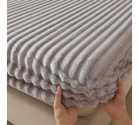 Surwin Sábana Bajera Ajustable Felpa Gruesa, Color Sólido Rayas Todo Incluido Suave Sabanas, Antideslizante Elástico en Borde Bolsillo Profundo para Grueso Colchón (Gris 1,90x200cm)