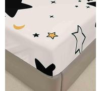 Surwin Sábana Bajera Ajustable Impresión Moderna, Microfibra Suave Transpirable Sabanas, Elástico en el Borde Bolsillo Profundo 30cm para Grueso Colchón (Beige,150x190+30cm)