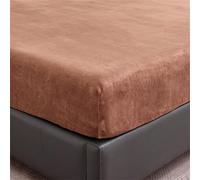 Surwin Sábana Bajera Ajustable Terciopelo, Color Sólido Peluche Corto Todo Incluido Suave Sabanas, Antideslizante Elástico en 30cm Borde Bolsillo Profundo para Grueso Colchón (Marrón Oscuro,100x200cm)