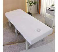 Surwin Sábana Bajera para Camilla de Masaje, Forro para Camilla de Masaje con Agujero Sábana Bajera Estetica Ajustable con Borde de Cordón Elástico Lavables (SJ20 Blanc,70 * 190cm)