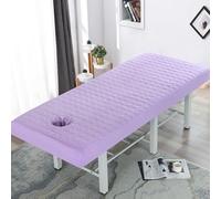 Surwin Sábana para Camilla de Masaje Lavable, Acolchada Sabana Bajera Suave con Agujero para la Cara y Cordón Elástico, para Cama de Masaje,Salón de Belleza (Morado claro,60 * 185cm)